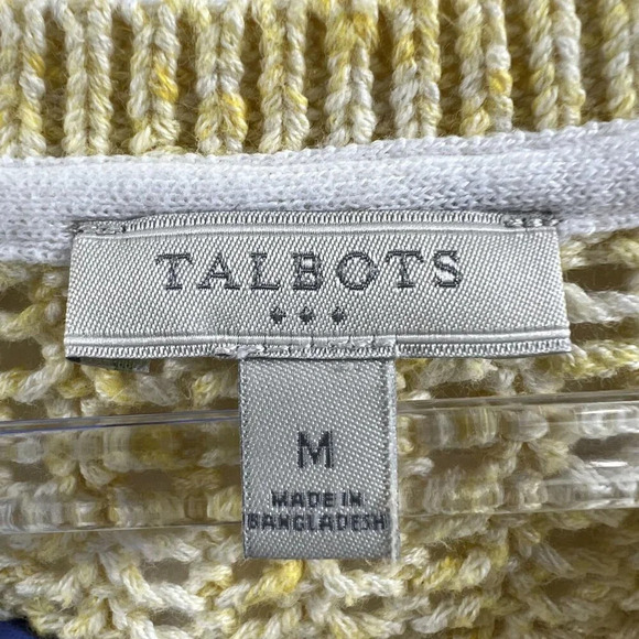 Talbots Womens M Yellow Open Weave Knit Pullover Crewneck  Sweater Minimalist - Picture 8 of 11